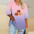 thumbnail image 3 of TKLPEHG Womens Plus Size Thanksgiving Shirts for Women Fall Fashion V Neck Pumpkin T-Shirt Casual Loose Short Sleeve Shirts (Pink,XXXXXL), 3 of 4