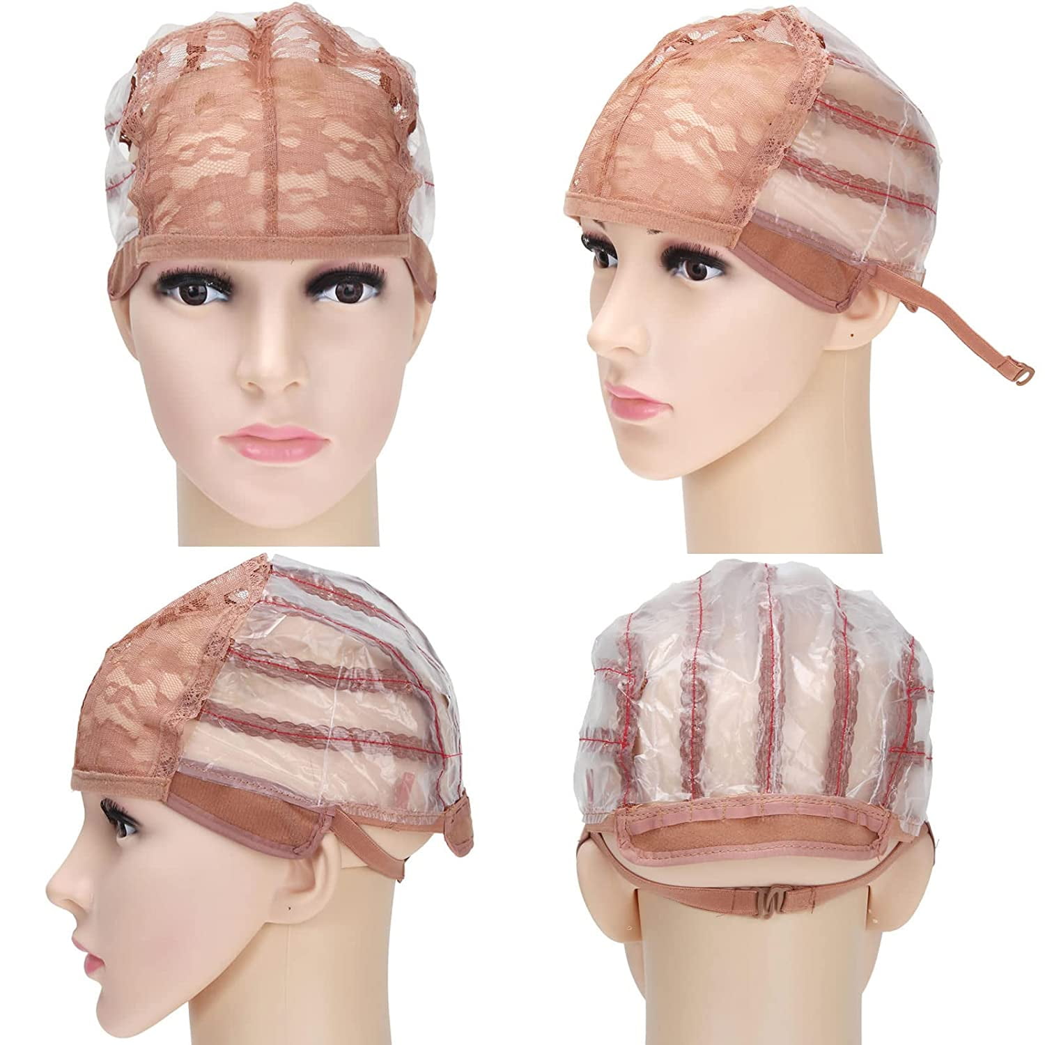 3pcs Wig Net Cover, Elastic Breathable Anti Slip Adjustable Mesh Wig Cap  for Cosplay Makeup Costumes