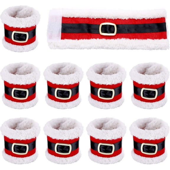 Dalrosia 8PCS Christmas Napkin Rings Holders Napkin Band with Santa Belt Design for Party Dinner Table Decoration
