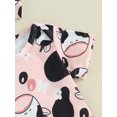 thumbnail image 6 of Suealasg Western Baby Girl Outfits Clothes Short Sleeve Cow Print Romper + Ruffled Shorts + Headband Set 3Pcs Summer Clothing for Newborn Girl, 6 of 9