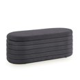 thumbnail image 3 of GZXS Multi-Functional Oval Storage Bench in Dark Gray Teddy Fabric, Indoor Foam-Padded Extra Seating for Bedroom or Living Room, 43"L x 17.5"W x 17.5"H, 3 of 8