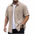 thumbnail image 2 of Yertdoel Men's Button Down Shirts Solid Color Short Sleeve Lapel Neck Shirt Soft Comfortable Breathable Outdoor Cycling Hiking Summer Casual Tops, 2 of 6
