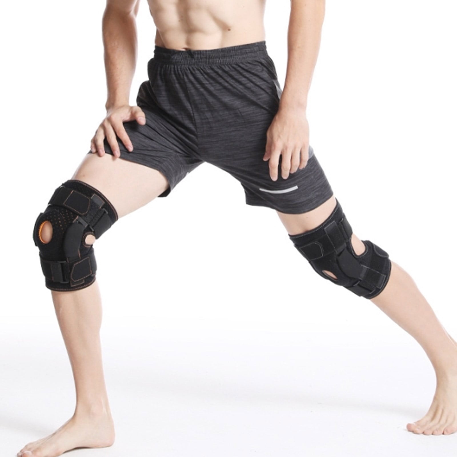 Knee Brace with Metal Hinges and Side Stabilizers for Men Women Sport Adjustable Knee Support Brace for Injury Recovery