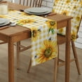 thumbnail image 2 of Table Runner Dresser Scarves 90 Inch Long, Farm Honey Bee with Sunflower Linen Dining Table Runners Watercolor Floral on Yellow Lattice Tabletop Scarf for Wedding Holiday Party Kitchen, 2 of 7