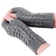 thumbnail image 2 of 1 par de guantes de punto de medio dedo, jacquard acrílico, cálidos, gruesos y suaves, color gris, para invierno., 2 of 12