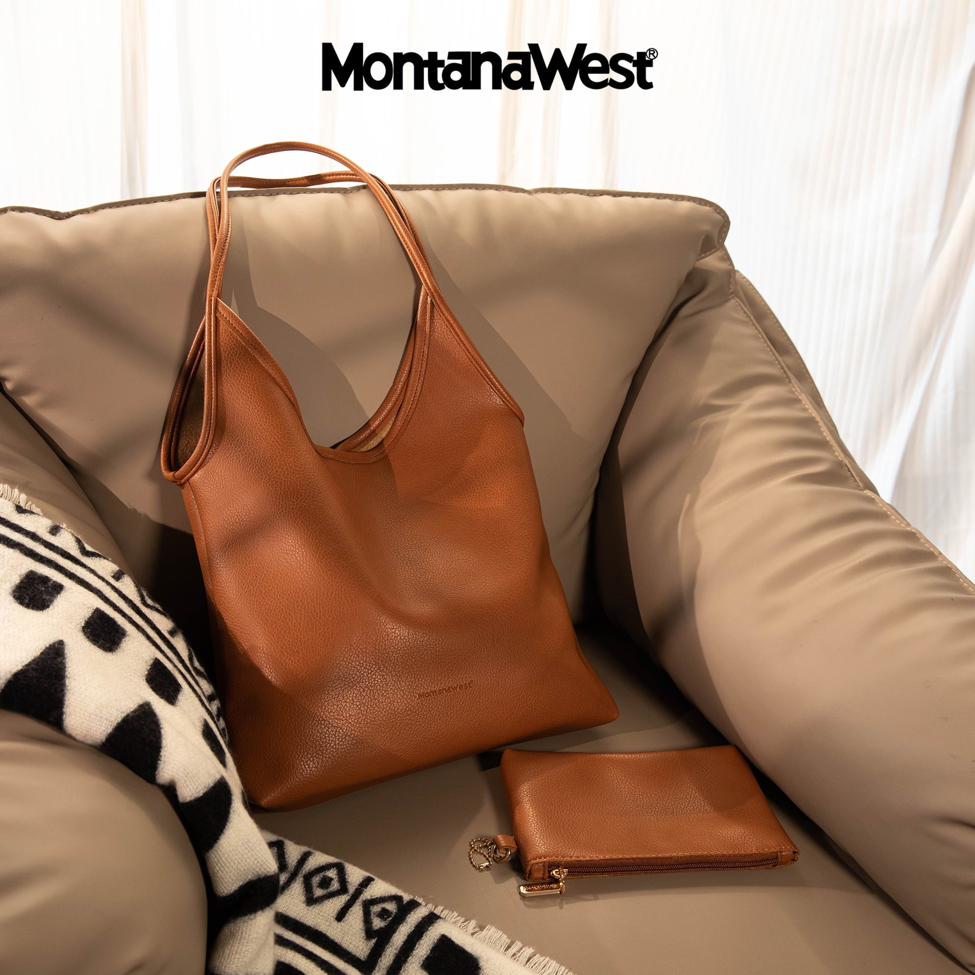 Montana West Slouchy Hobo Bags for Women Soft Designer Shoulder Purses Ladies Top Handle Handbag, Brown