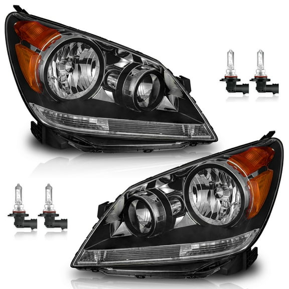 WEELMOTO Headlights for 2005-2007 Honda Odyssey,Headlight Assembly Pair Black Housing Amber Reflector Left Right Side