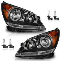 WEELMOTO Headlights for 2005-2007 Honda Odyssey,Headlight Assembly Pair Black Housing Amber Reflector Left Right Side