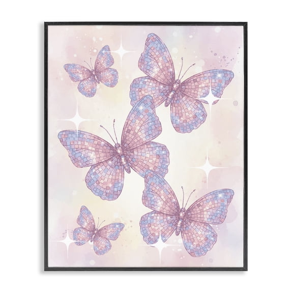 Stupell Industries Delicate Disco Butterfly Dance Black Framed Giclee Art, design by Lil' Rue