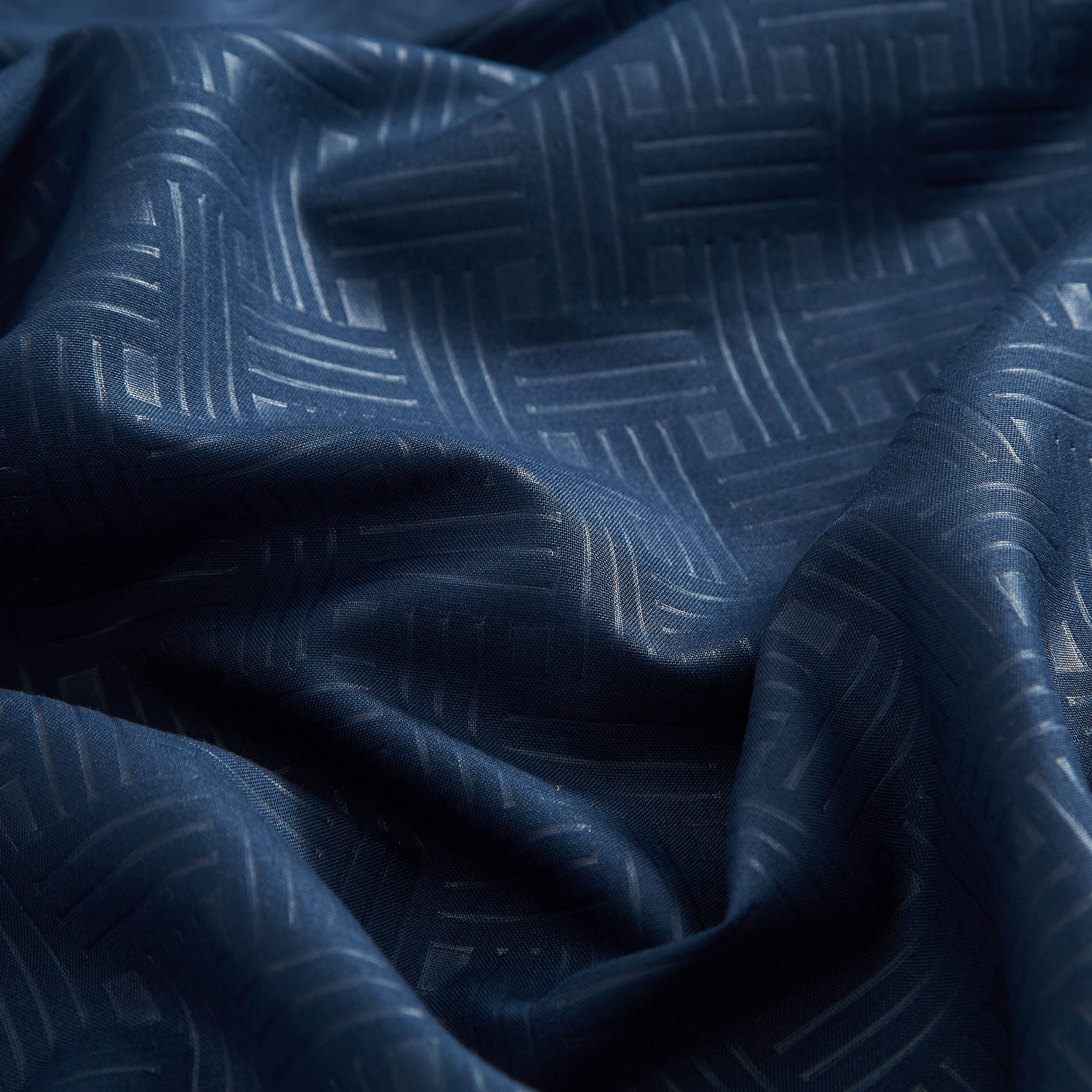 Mainstays 15-Piece Navy Checkered Bathroom Set – Textured Shower Curtain, Bath Rugs & Hooks, Washable Fabric