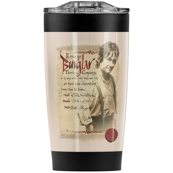The Hobbit/Burglar Stainless Steel Tumbler 20 oz Coffee Travel Mug/Cup, Vacuum Insulated & Double Wall with Leakproof Sliding Lid | Great for Hot Drinks and Cold Beverages