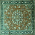 thumbnail image 1 of Ahgly Company Indoor Square Medallion Turquoise Blue Traditional Area Rugs, 5' Square, 1 of 4