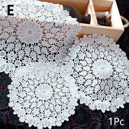 

Embroidered Crochet Lace Cotton Table Cup Mat Doilies Placemat Coastertablecloth
