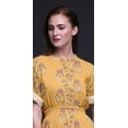 thumbnail image 5 of Bimba Rayon Leaves & Magnolia Floral Printed Womenâ€™s Long MaxiÂ&nbsp;DressÂ&nbsp;Gown With Side Slit-X-Large, 5 of 6