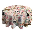 thumbnail image 4 of Chihuahua and Flower Florals Round Tablecloth 60"x60",Wrinkle Wipeable Table Cloth for Kitchen Dining Room Picnic Patio Party, 4 of 6