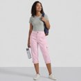 thumbnail image 6 of Dwellite Cargo Pants For Women 2026 Summer Casual High Waisted Button Loose Travel Hiking Comfy Capri Cropped Pants With Pockets Pink XL, 6 of 8
