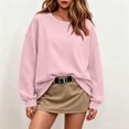 thumbnail image 2 of Womens Sweatshirts No Hood Oversized Crewneck Pullover Long Sleeve Tops | Fall Sweatshirts For Women 2026 Crew Neck Hoodie Pullover Fleece Plain Comfy Cozy Casual Travel Clothes,M, 2 of 8