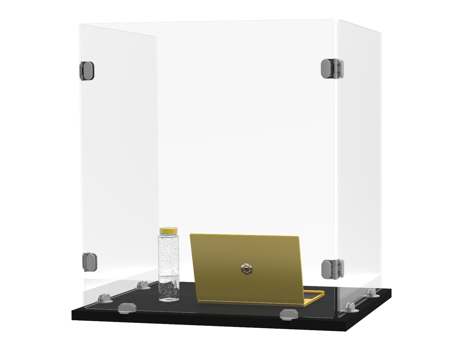 Reclaim Trifold Acrylic Desk Shield- 22" x 24" Freestanding, Clear