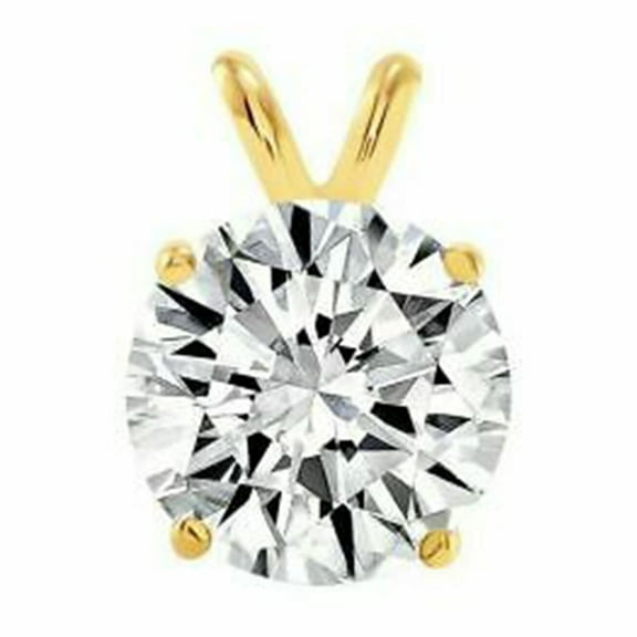 4.00Ct Brilliant Cut Simulated Diamond Solitaire Pendant | 14K Yellow Gold Plated 925 Sterling Silver | 10mm Charm with Free 18" Chain