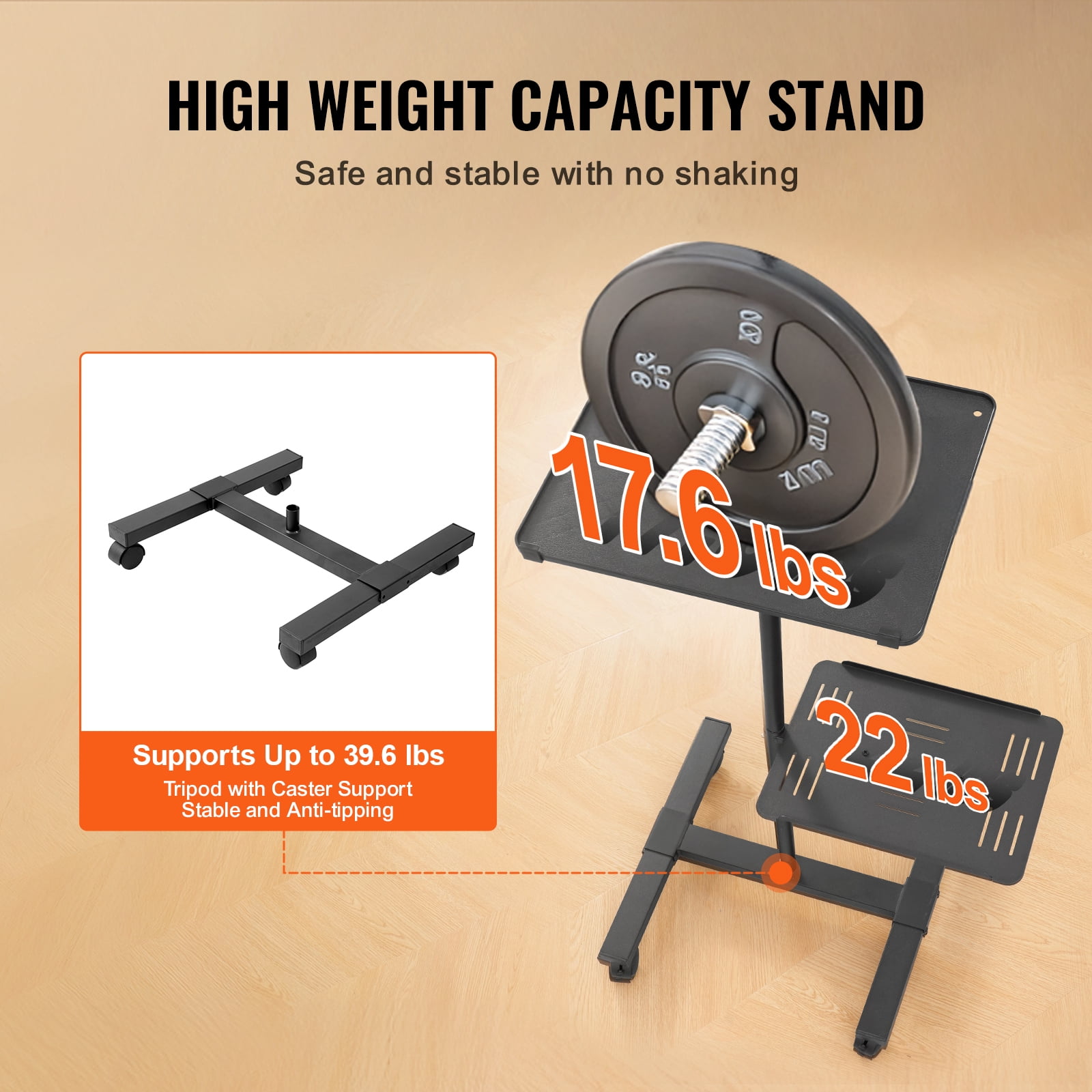 KFFKFF Mobile Projector Stand, Flexible Projector Floor Stand with Height Range of 22.8 to 57.3 inches, Projector Holder with Dual Platforms, Suitable for Outdoor Cinema, Household, Workplace