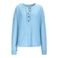 thumbnail image 6 of Maplenight Womens Lightweight T Shirts Waffle V Neck Button Long Sleeve Henley Tunic Tops Solid Loose Casual Pullover Blouses for Fall Winter, 6 of 8