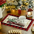 thumbnail image 2 of Red and Black Buffalo Plaid Truck Merry Christmas Placemats Set of 4, 12x18 Inch Seasonal Winter Xmas Holiday Table Mats for Party Kitchen Dining Decoration, 2 of 5