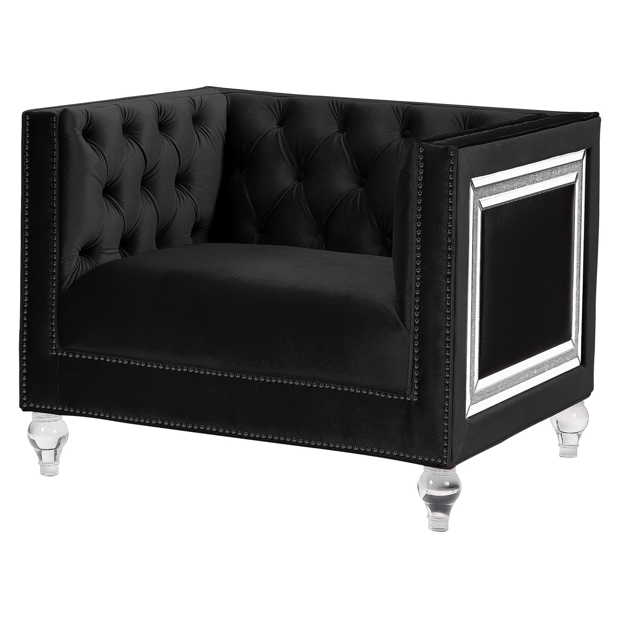 ACME Heibero Tuxedo Arm Tufted Accent Chair in Black