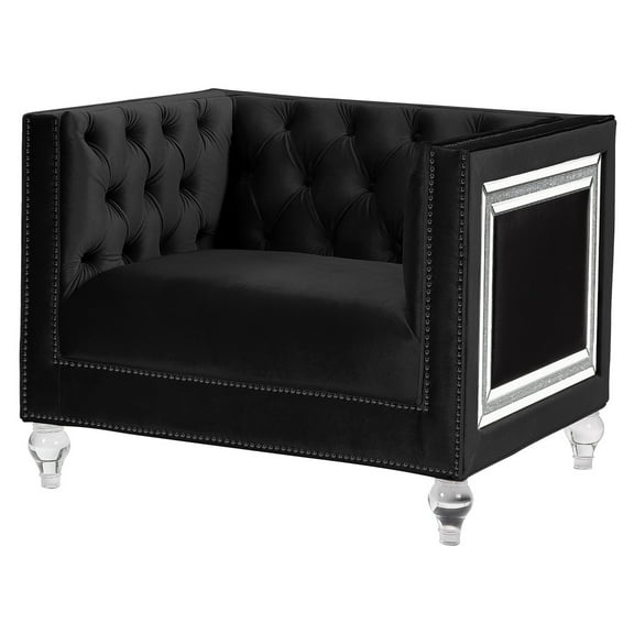 ACME Heibero Tuxedo Arm Tufted Accent Chair in Black