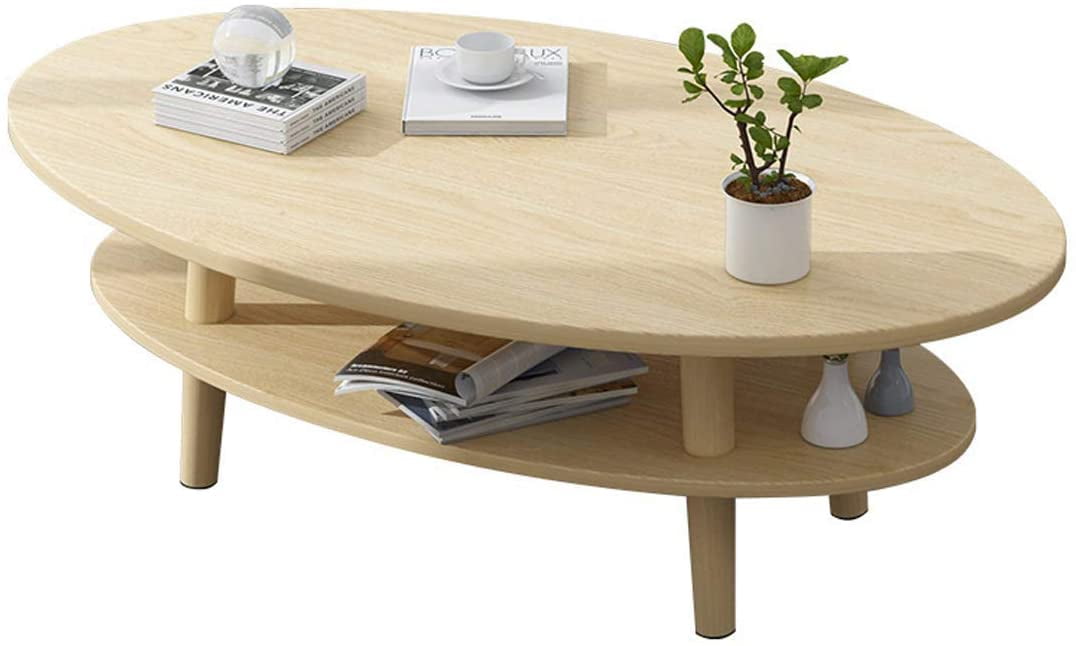 Nrlkit Wood Coffee Table Simple Design, Round Shape Tea Table Design