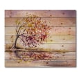 thumbnail image 3 of Designart 'Orange and Yellow Autumn Tree' Traditional Print on Natural Pine Wood, 3 of 5
