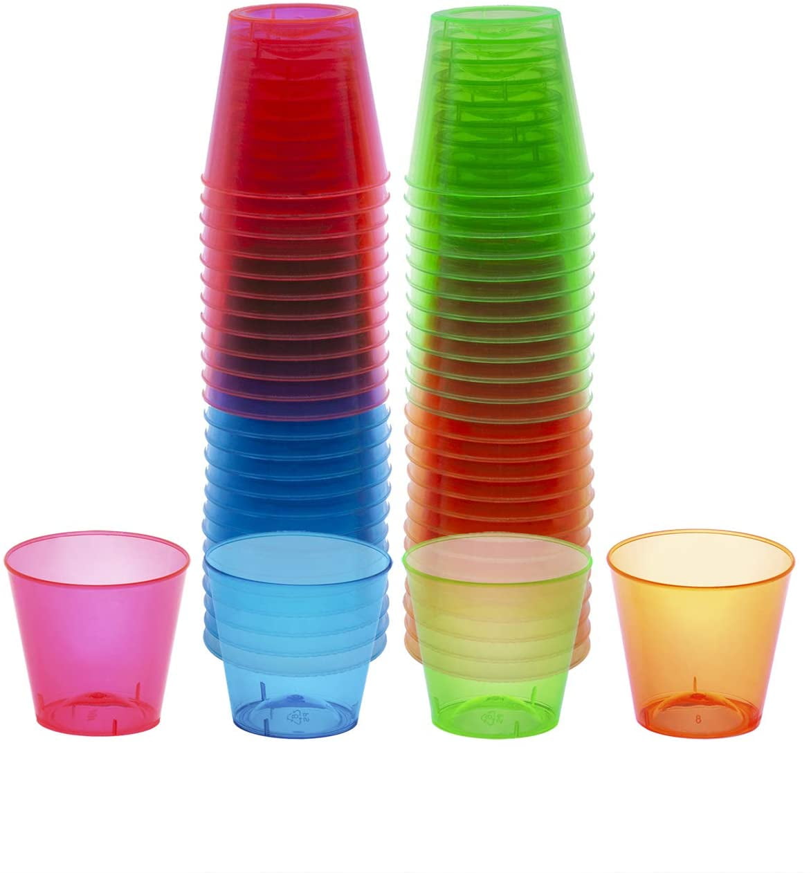 Assorted Neon 80-Count Party Essentials Hard Plastic 2-Ounce Shot/Shooter Glasses 