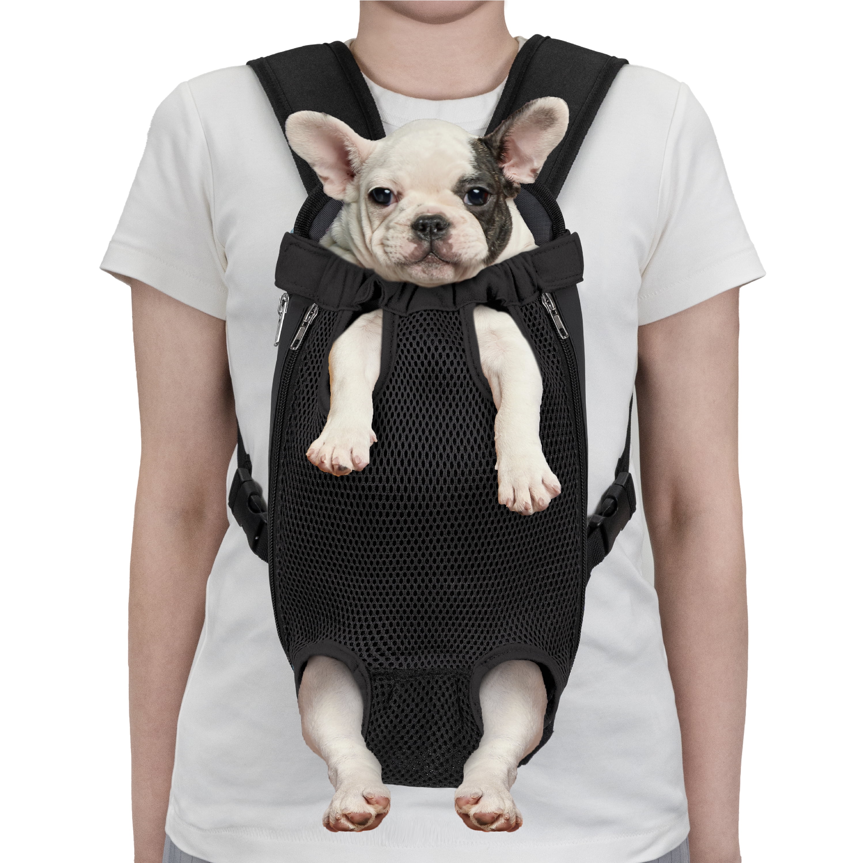 PetAmi Dog Carrier Backpack, Adjustable Dog Pet Cat Front Carrier Backpack | Ventilated Dog Chest Carrier for Hiking Camping Travel, Sling Bag for Small Medium Dog Cat Puppies, Medium, 9-13 lbs, Black