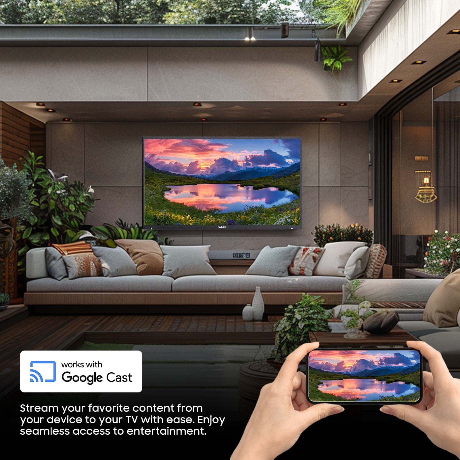 Sylvox Outdoor TV,65'' QLED 4K UHD Television with 1000nits,Google TV with IP55 Weatherproof , Dolby Atmos,Voice Control, Chromecast,(Deck Pro QLED 3.0)