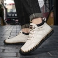 thumbnail image 6 of Mens Casual Work Boots Lightweight Slip Resistant Breathable Walking Driving Boots Vintage High Top Flat Shoes White 7 US, 6 of 7