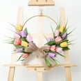 thumbnail image 5 of dajkiuy Tulip Wreath for Front Door, 16 Inch Spring Tulip Flower Wreath with Green Leaves for All Seasons Window Wall Wedding Holiday Party Mother's Day Decorations, 5 of 7
