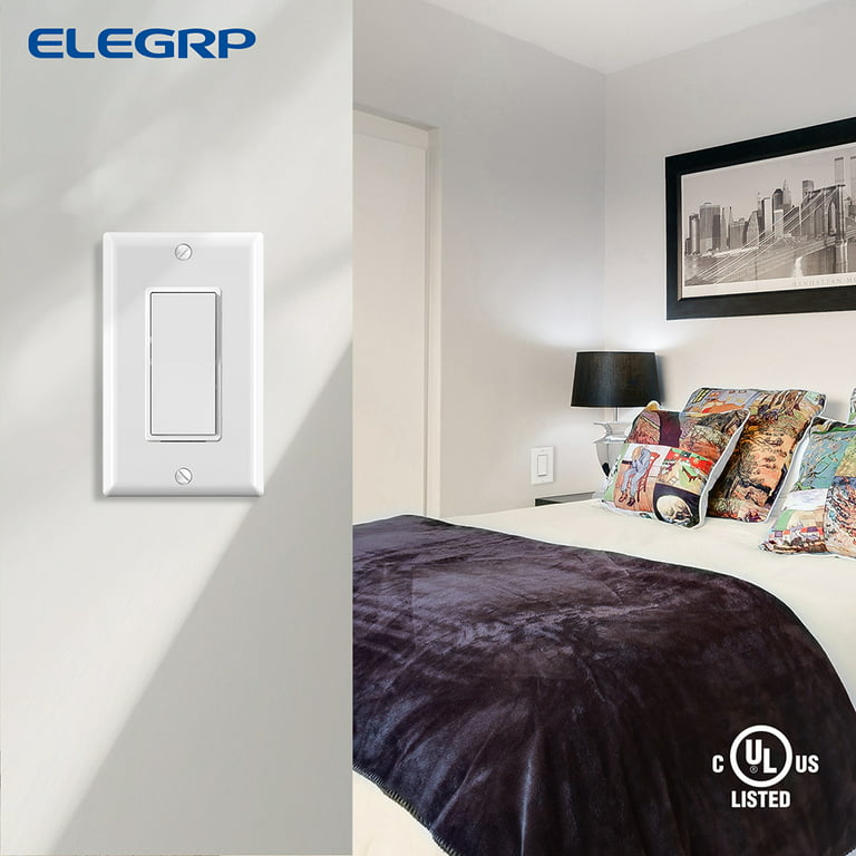 ELEGRP Decorator - Interruptor de luz triple basculante, interruptor  eléctrico de paleta de tres polos individuales, 15 A, 125 V, interruptor de