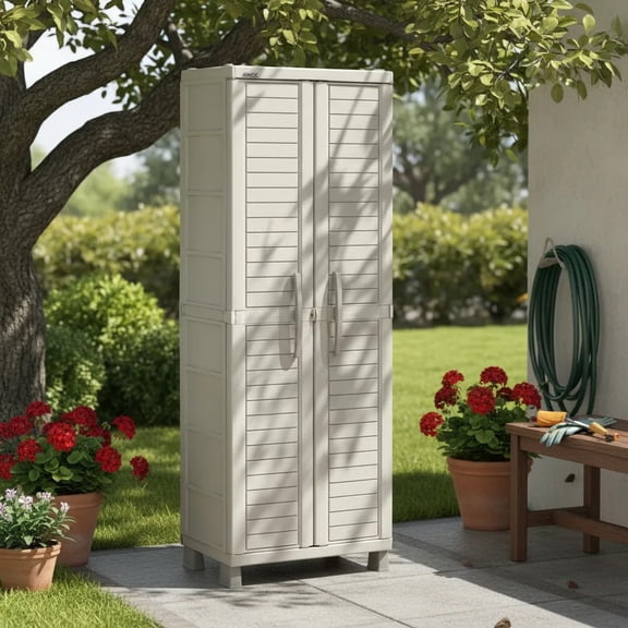 Bodega Cobertizo Organizador Almacenamiento Estante Grande Plástico ideal para Exterior RIMAX