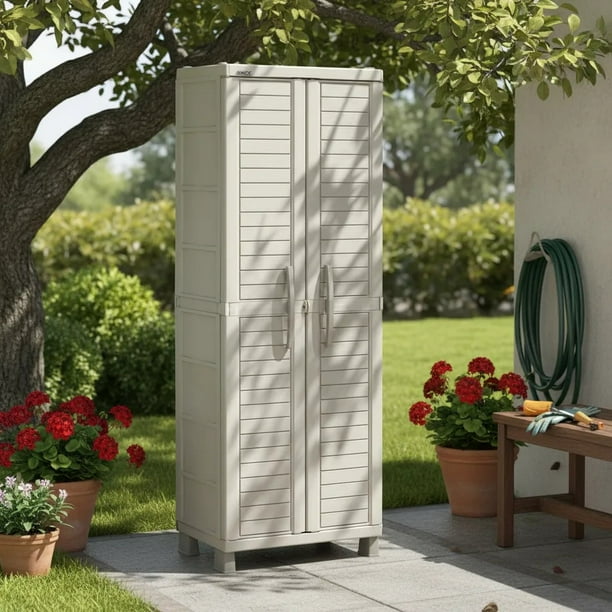 Bodega Cobertizo Organizador Almacenamiento Estante Grande Plástico ideal para Exterior RIMAX