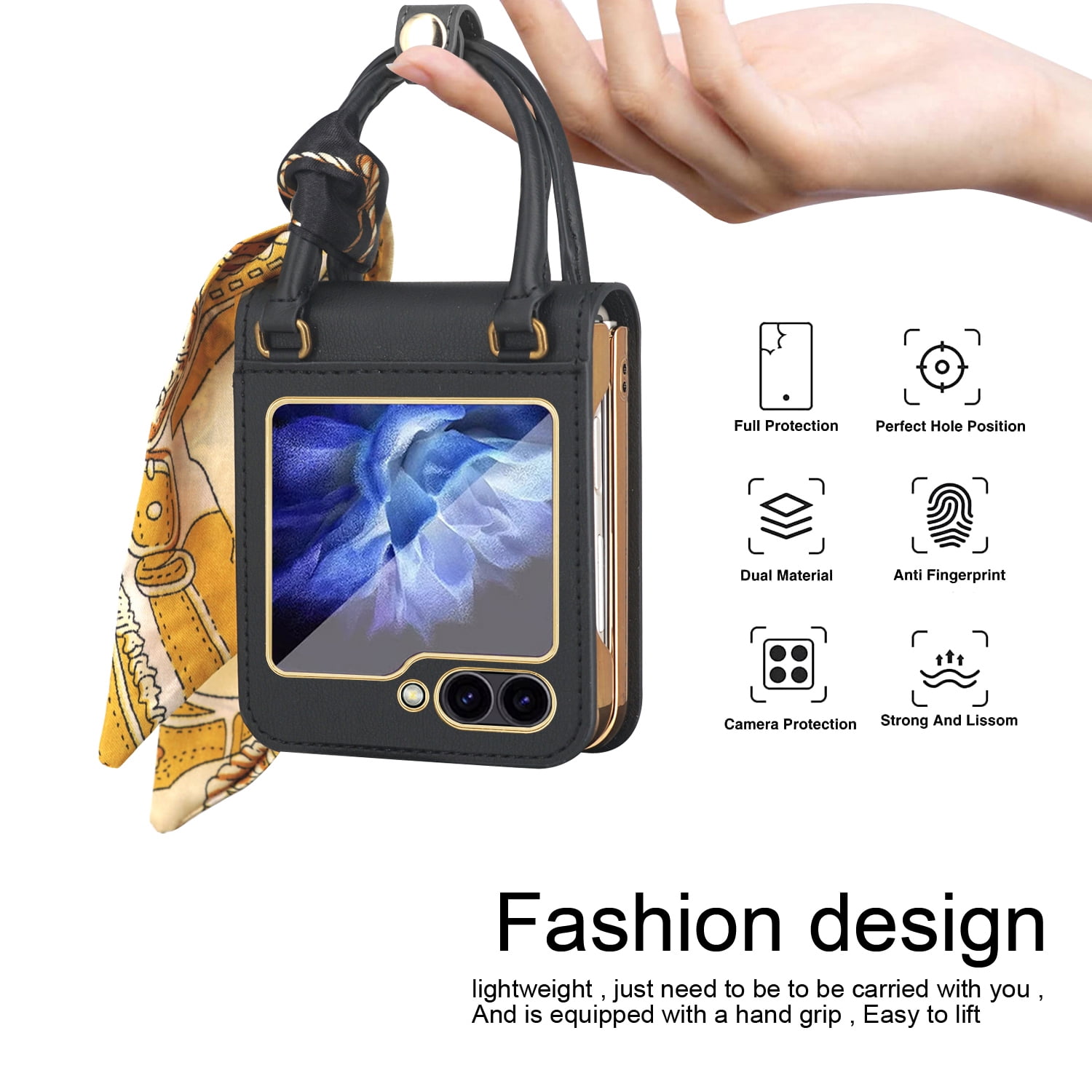Handbag Design Case for Samsung Galaxy Z Flip 6, Stylish Case with Silk Bumper Shockproof Protective Anti-Scratch Phone Case for Galaxy Z Flip6, Pink