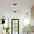 thumbnail image 7 of Kira Home Alston 14" Mid Century Gold, Frosted Glass Diffuser, Low Profile Dome Gold Ceiling Light, Cool Brass, 7 of 7