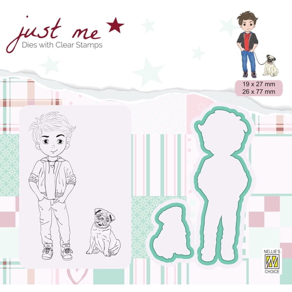 Just Me Stamp & Die Set Boy with a Dog