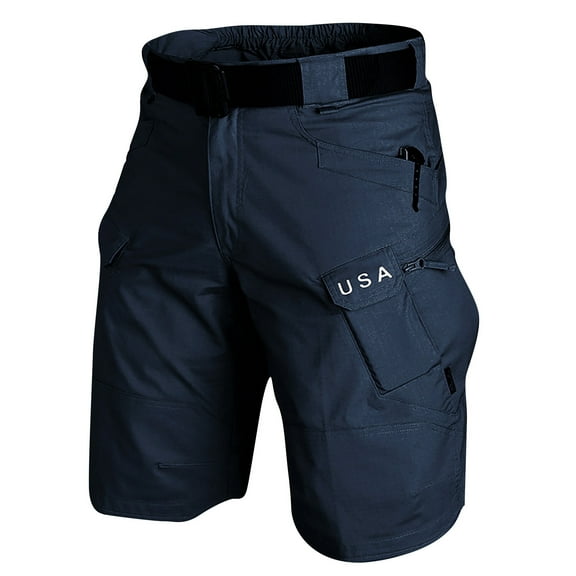 BRDFRL Men's Hiking Cargo Shorts Stretch Tactical Outdoor Work Shorts Lightweight Shorts with Pockets Dark Blue L