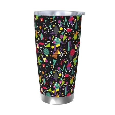 

Qekee Colorful Geometric Figures Print 20OZ Car Cup Stainless Steel Vacuum Insulated Tumbler Tumbler Cup With Lid And Straw Travel Coffee Mug-Without Straw