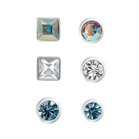 Body Jewelry Women's 22G Pastel Multicolor Crystal Stud Nose Rings, 6 Pack