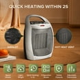 thumbnail image 3 of Electactic Compact 950W/1500W Space Heater with Thermostat - ETL Certified Ceramic Portable Heater Fan, Ideal for Home/Dorm/Office/Kitchen, Silver, 3 of 7