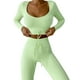 thumbnail image 2 of Chándal De Atuendo Informal, Conjunto De Ropa Deportiva Con Cuello En V, Cordón De Manga Larga, Ajustado Para El Hogar ANGGREK Verde claro L, 2 of 6