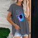 thumbnail image 2 of Blusa superior de lino y algodón con estampado de manga corta y cuello redondo con borlas para mujer Pompotops  hkajfhjk469443, 2 of 5