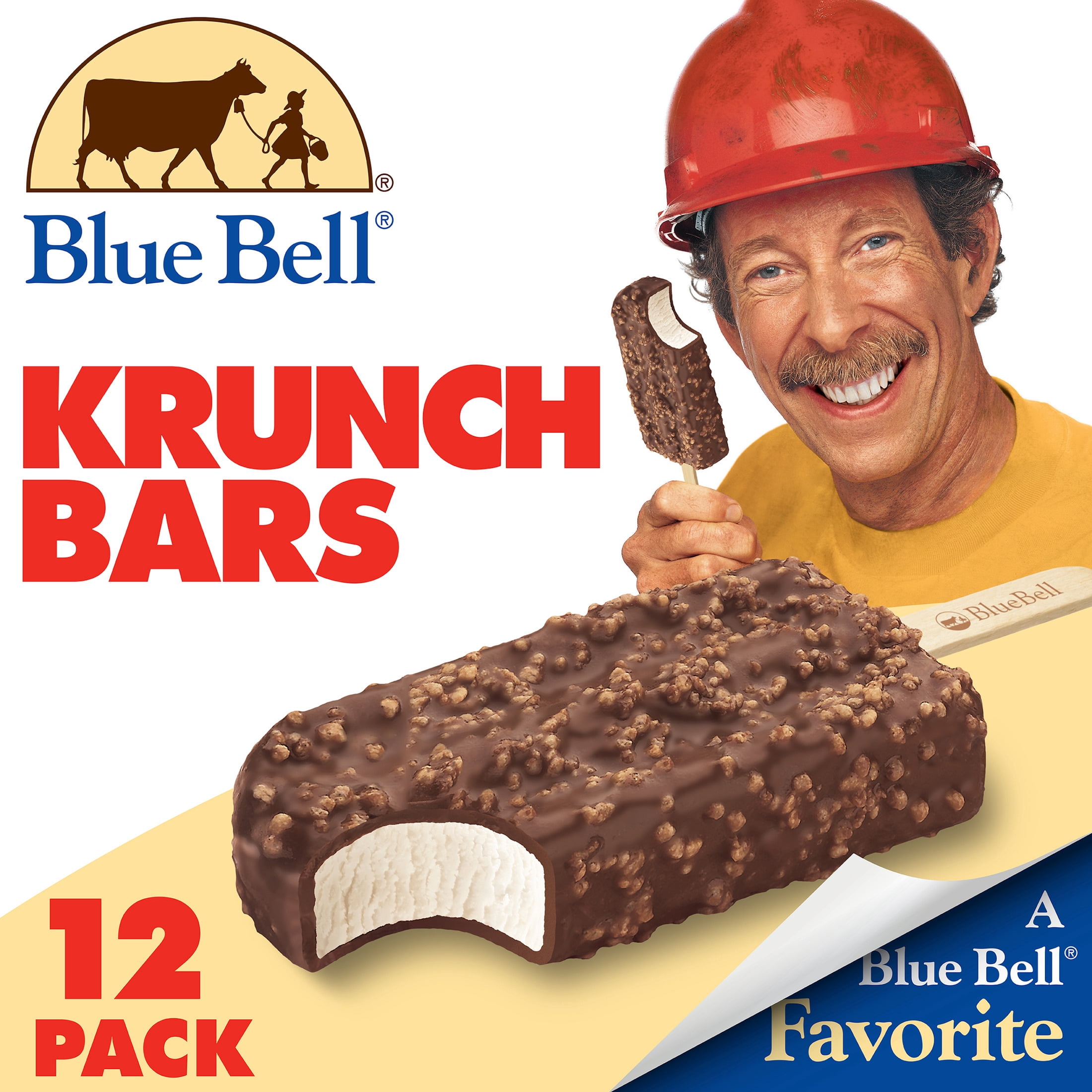 Blue Bell Krunch Frozen Dairy Dessert Bars, 3.0 fl oz, 12 Count