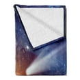 thumbnail image 2 of Outer Space Soft Flannel Fleece Throw Blanket, Comet Tail Approaching Planet Mars Cosmos Dark Solar System Scenery, Cozy Plush for Indoor and Outdoor Use, 70" x 90", Blue Orange, by Ambesonne, 2 of 5