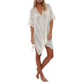 thumbnail image 1 of Cover Ups y pareos, traje de baño para mujer con espalda abierta, vestido de bikini de encaje de ganchillo, color beige, 1 of 5